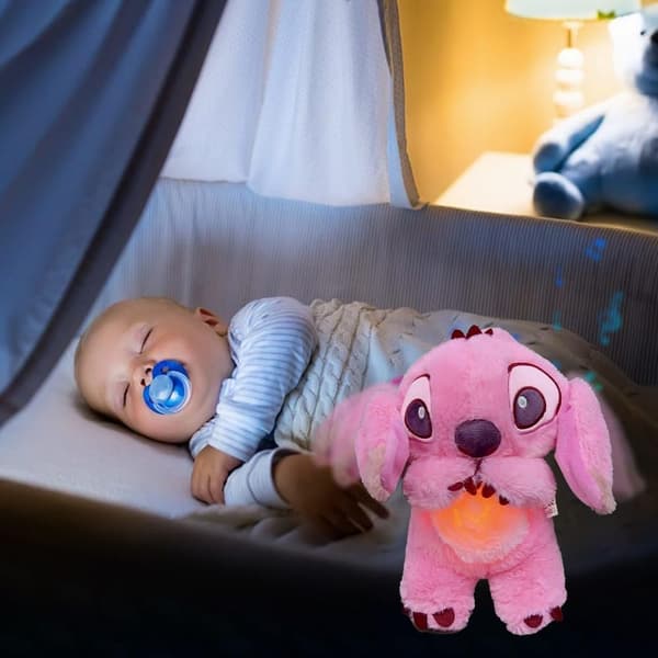 Beroligende Stitch plysdyr, angstlindrende Stitch, rytmisk åndedrætsbevægelse til sovende børn og voksne, blå blue
