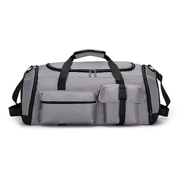 Large Capacity Suitcase - Duffle Bag with Wet/Dry Compartment and Reinforced Backpack Straps Grey Grey Grey Grey