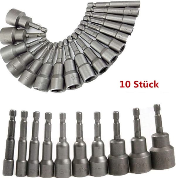 10 x Magnetic Sleeve for Screwdriver, Bit Adapter, Square Hex Chuck 6-19mm 1/4\" Nut Driver Drill