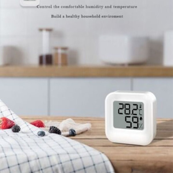 Digitalt termometer Hygrometer Temperaturmåler HVIT Hvit Hvit White