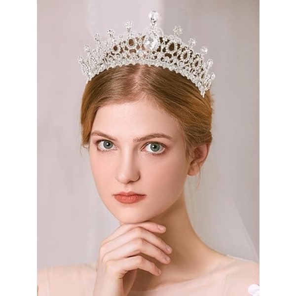 Silver- och Kronkristall Prinsesskrona Rhinestone Tiara med Kam Kostym Håraccessoarer för Kvinnor