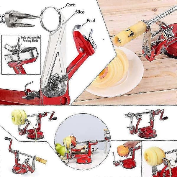 New Apple Peeler, Apple Peeler Slicer Corer 3-in-1 Function, Durable Stainless Steel Kitchen Peeler with Suction Cup