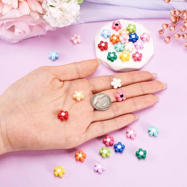30 st blomma akrylpärlor bakfärg ogenomskinlig distans 11 mm
