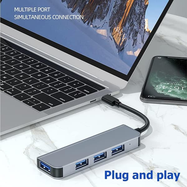 USB 3.0-hub, 4-porters ultraslank USB 2.0-datahub for Macbook, Mac Pro/Mini, iMac, Surface Pro, XPS, bærbar PC, eksterne harddisker