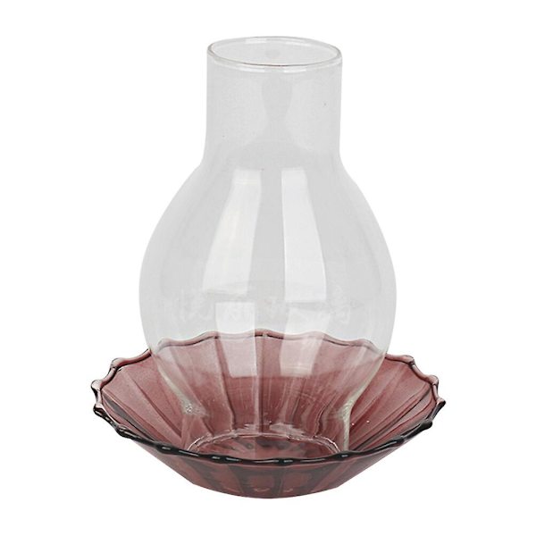 1 Set Retro Stil Ljus Glas Skydd Vindtät Ljusstake (Bas Och Glas Skydd) Kaffe 9,5*12cm