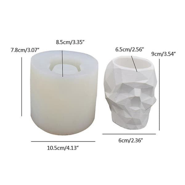 Modern Resin Skull Head Flower Pot Mold Geometric Skull Conc
