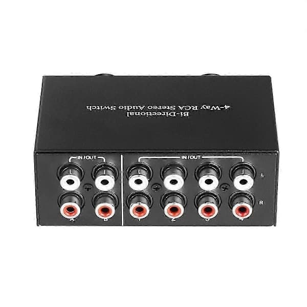 Bidirectional 4-Way RCA Audio Switcher 2x4/4x2 Stereo L/R Channel Selector