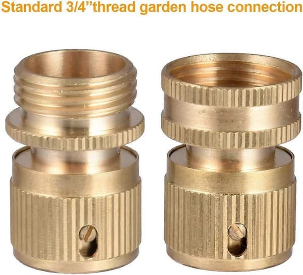 Hose Quick Connector, 3/4 \" Thread - Double Male Metal Connector - 1/2 \" and 3/4 \" Threaded Tap Adapter [DB]