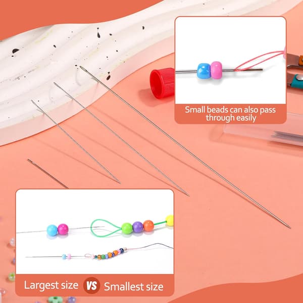 Beading Needle Set, 6 Sizes, for Seed Beads, Beading Needles for Beading Threading, Extra Thin, with Spray Bottle for Crafts and Jewelry Making