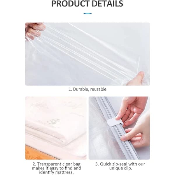 Large Vacuum Storage Bags for Mattress Clothes Waterproof Lockable Reusable Space-Saving Compression Mattress 80% No Vacuum Pump 220*100cm