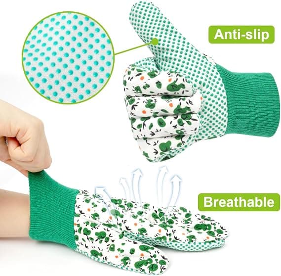 1 sæt blomsterhavehandsker til kvinder/damer, skridsikre havehandsker, komfortable tornfrie havehandsker, gave - grøn