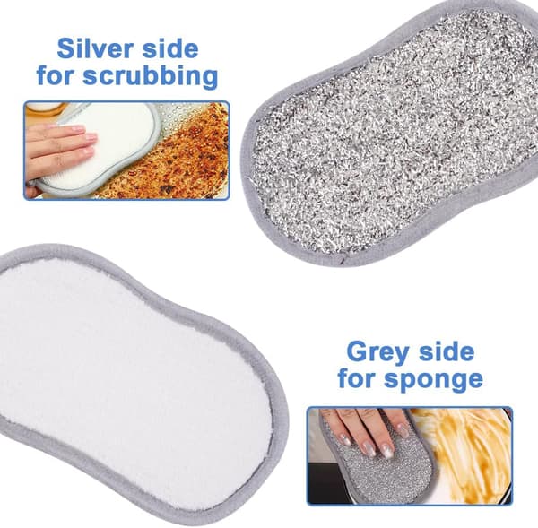 wxsp 10 Pieces Double-Sided Kitchen Dish Sponges, Dish Sponge Large Cleaning Sponge Kitchen Sponge Washable, Reusable Microfiber