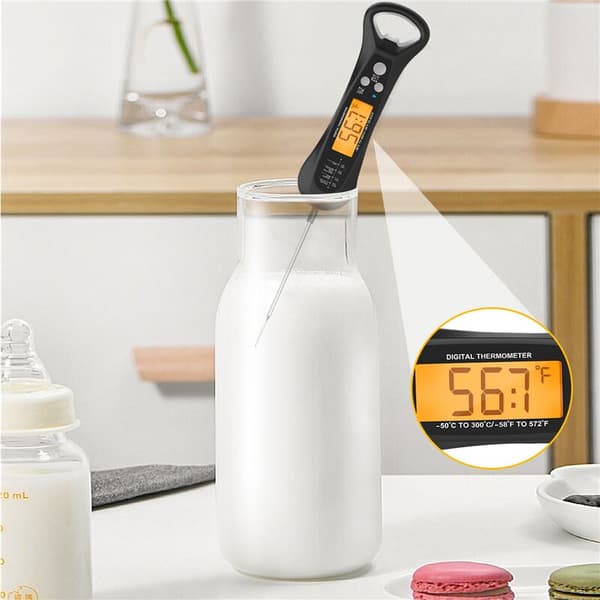Kødtermometer, digitalt termometer til hurtig aflæsning til madlavning, madtermometer til køkken, grillning sort