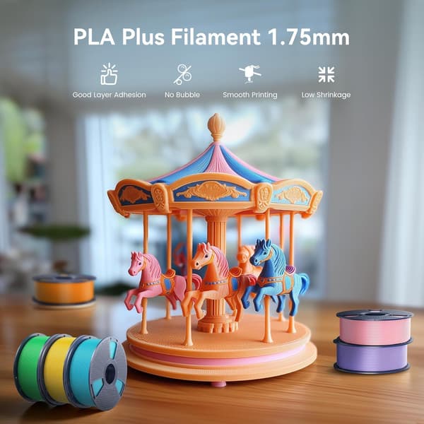 3D-printerfilament, 1,75 mm PLA+ 3D-filament, pænt viklet filament, stærkt og holdbart, 1 kg spole (2,2 lbs), hvid