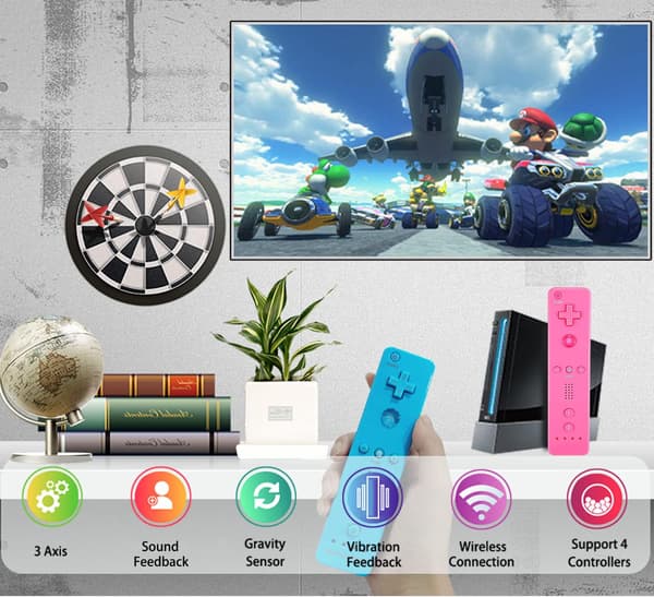 2-pack klassiska trådlösa kontroller som är kompatibla med Wii och Wii U