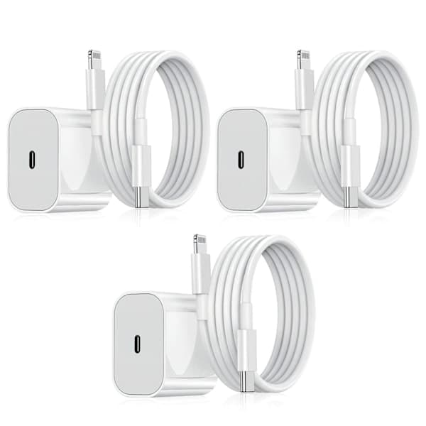 Laturi iPhonelle - Pikalaturi - Adapteri + Kaapeli 20W USB-C Valkoinen 3-Pack iPhone 3-Pack iPhone 3-Pack iPhone
