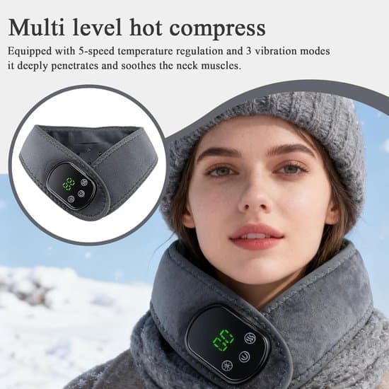 Heated Scarf - Electric Neck Warmer - 5 Temperature Settings - Vibration Massage Function - Suitable for Men, Women, and Children (Ho)