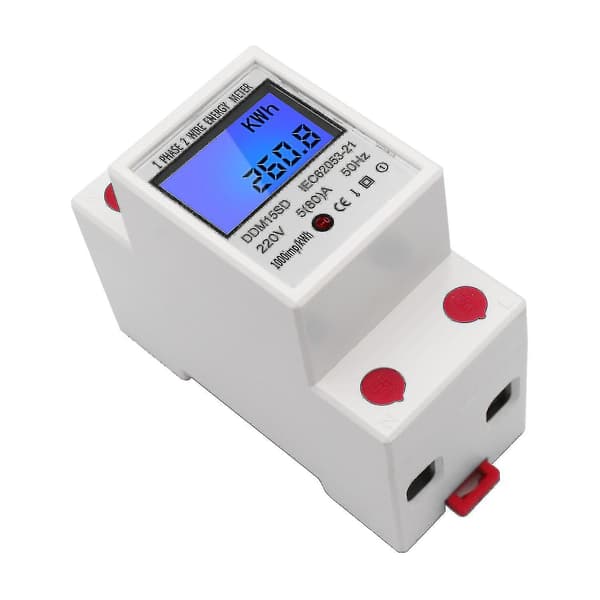 Single Phase Din Rail Energy Meter 5-80a 220v 50hz Electronic Kwh Meter With Lcd Backlight Digital D