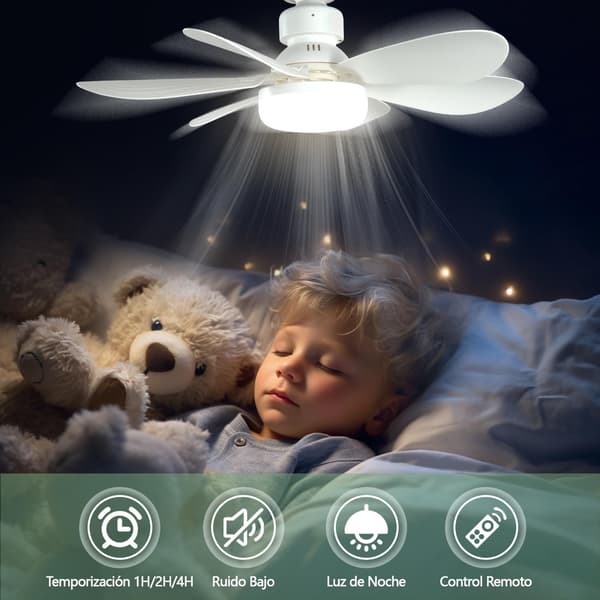 52 cm Silent Ceiling Fan with LED Light and Remote Control, 40W Ceiling Fan Lamp, with E27 Socket