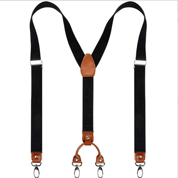 Herrbredd 6 Clips Elastiska Justerbara Kraftiga Metallclips (Svart)[GKS]