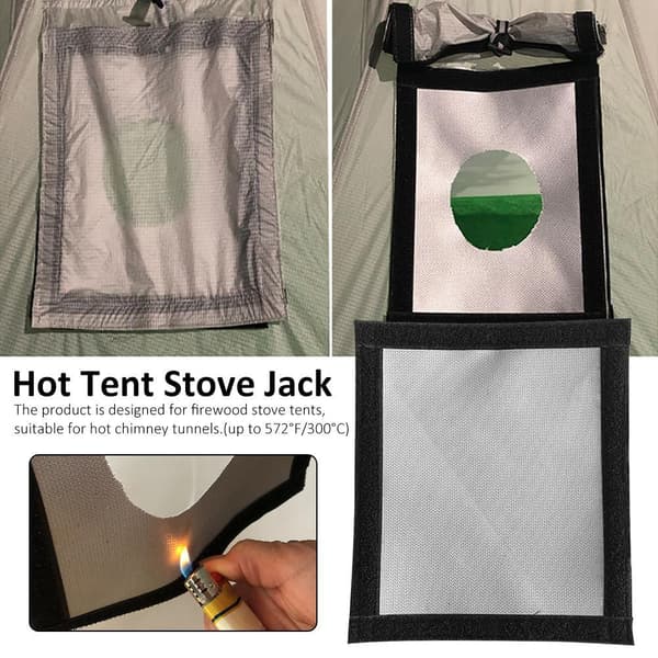 Hot Tent Stove Jack, 9 \" x 7.8 \" Square High Flame Retardant Gran