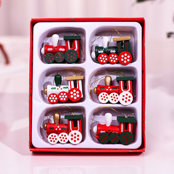 2 sett julepynt i miniatyr, julepynt, julepynt i tre, hengende pynt til juletreet, hjemmedekor