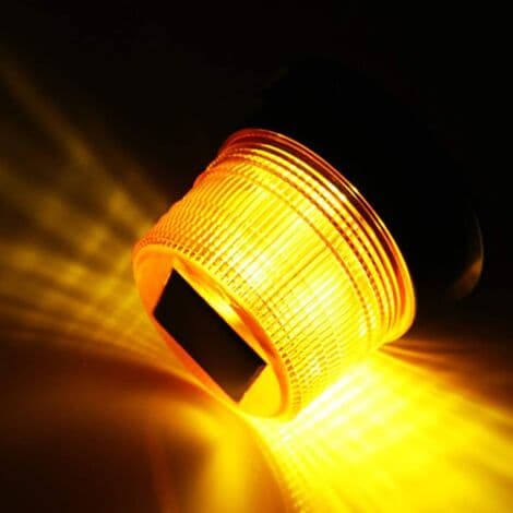 12V Solar LED Warning Light - USB and Cigarette Lighter Charging - Magnetic Base - Waterproof - 3 Lighting Modes