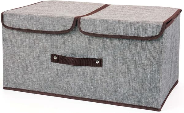 Sammenfoldelig Opbevaringsboks 15L Bomuld To Opbevaringsrum Grå 35x25x15cm