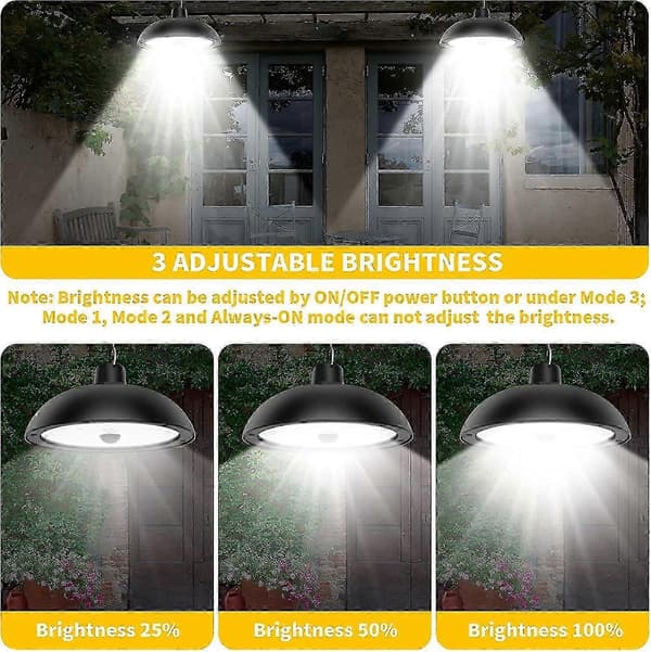 Solcelledrevne Utendørs Hengelamper med Bevegelsessensor - 78 LED, 4 Moduser, Fjernkontroll, 360° Justerbart Panel, IP65 Vanntett