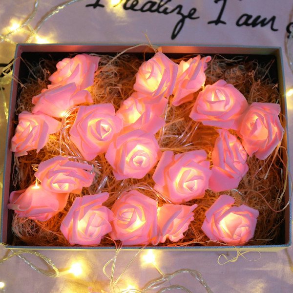 Julserie Dekorativ Rosa LED-Ljus - 2 meter, 10 lampor, lång batteritid