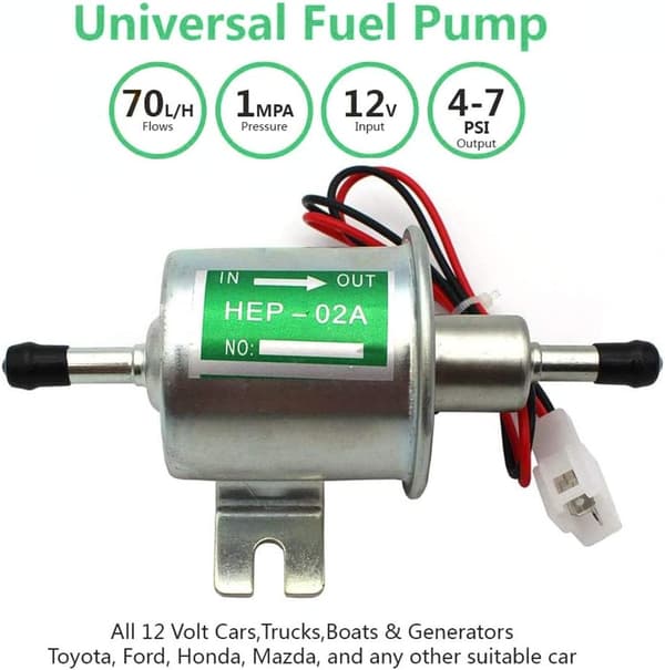 Universal Elektrisk Bränslepump (Silver), Lågtrycks Inline Bränslepumpsmodul, Dieselmotor, Inline Bultmontering, för Bensin och Diesel HEP-02A