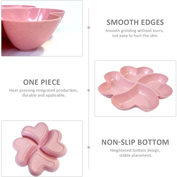 Snack Tray with Four Compartments - Party Style Fruit Tray - Serving Bowl for Snacks/Chips - Reusable - Heart-shaped