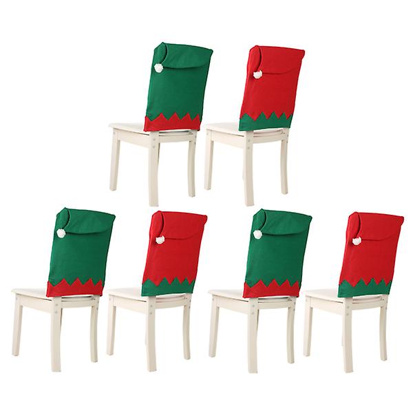 6 stk Jule Stolseter Deksel Husholdningsmøbler Deksel Juledekorasjoner For Hjem Stue Rød Og Grønn 63X47cm 63X47cm