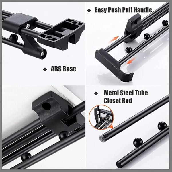 Heavy Duty Pull-Out Wardrobe Rail - Wardrobe Rod, Top Mounted to Save Closet Space (Size: 30)