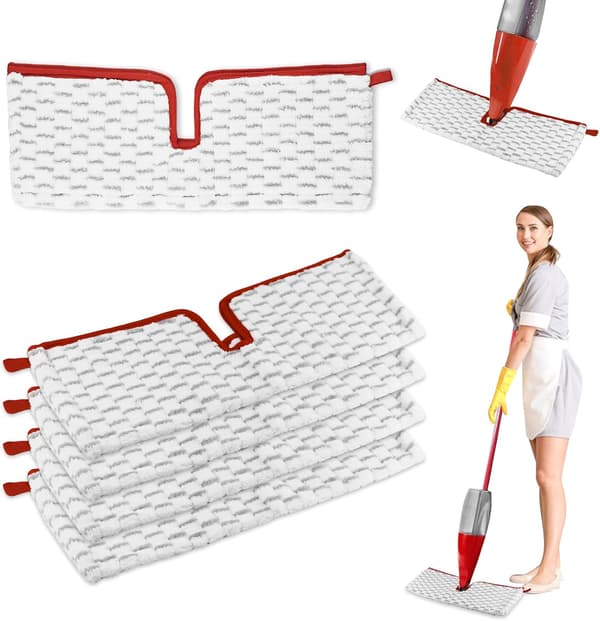 5 stk. erstatningsmopper for Vileda Spraymopp, 2-i-1 mikrofiber gjenbrukbar for Vileda 1-2 Spray Max Mopp