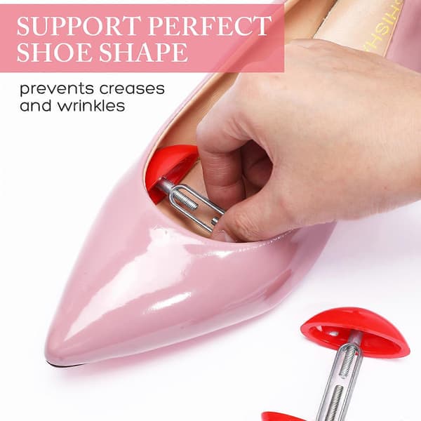 Pair of Mini Adjustable Shoe Stretchers Shapers Width Extenders (Red)