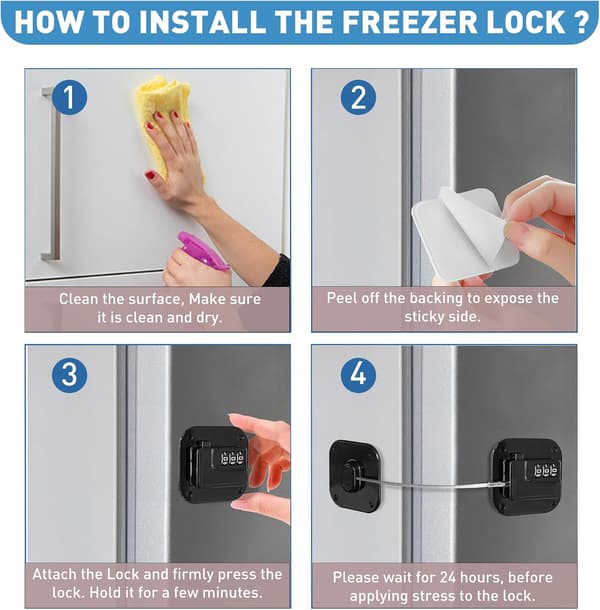 Erudvitt Refrigerator Lock Combination Refrigerator Lock Self-Adhesive Cabinet Lock for Security Easy Installation Multifunctional