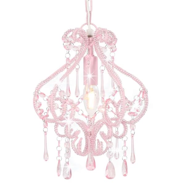 vidaXL Loftlampe med perler sølv rund E14 Rosa pink