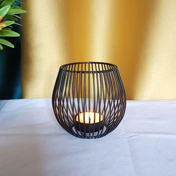 Iron Candlestick, Small Lantern, Ornament for Candlelit Dinner