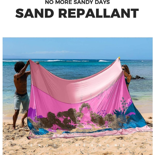 Strandteppe Sandfritt Xxl, 210*200cm, Piknik Dekk Vanntett Mykt Og Slitesterkt Materiale, Lett Og Bærbar, Perfekt For Reise, Camping, Strandferie