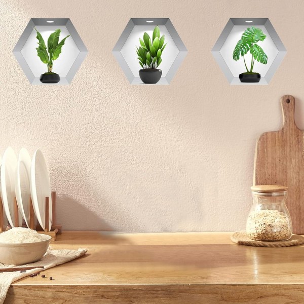 3D Plant Vægmalerier til Stue - 3D Vase Wall Sticker - Vase Wall Stickers, Velegnet til stue, soveværelse, køkken og andet E