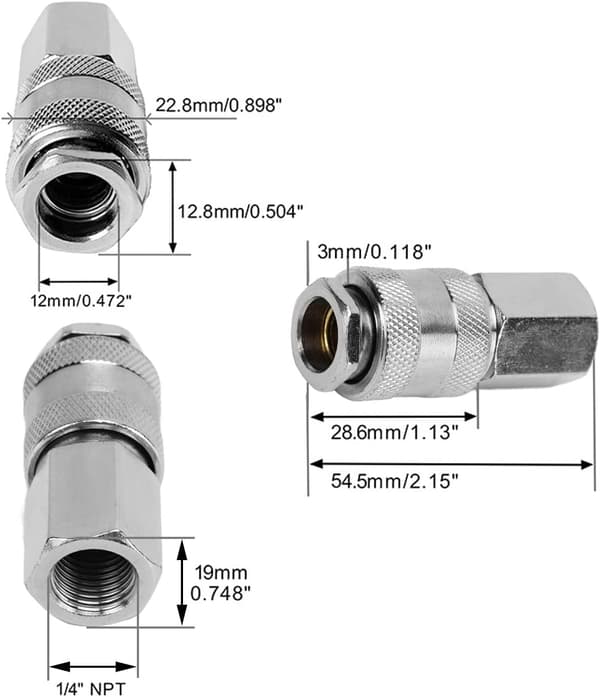 5 snabbkopplingar 1/4\" NPT hona för luftslang. Läckagesäker koppling, luftkoppling för bil, verkstad,