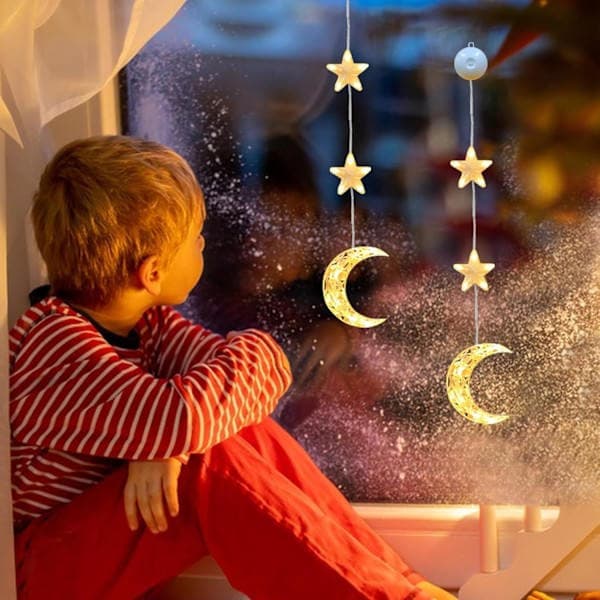Christmas Star Window Lights, 3-pack LED Hanging Lights with Suction Cups (B) b