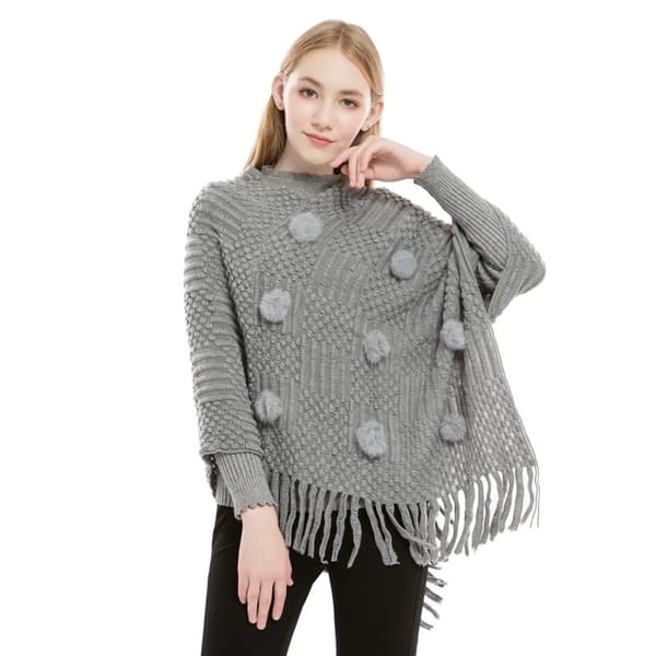 Grå, oversized myk Pashmina sjal cape genser - cashme