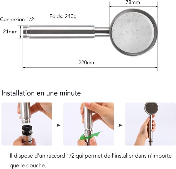 Bærbar campingbruser, 7 meter slange, 12V strømforsyning, cigarettænderstik.