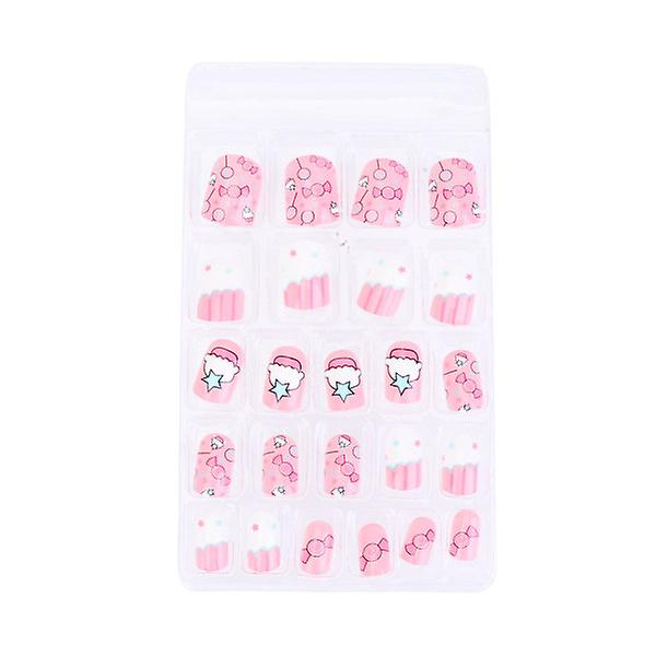 24 Pcs Nail Decals Kids Artificial Nails Kids Fake Nail Tips Full Nail Stickers Coffin Nail Tips Fak