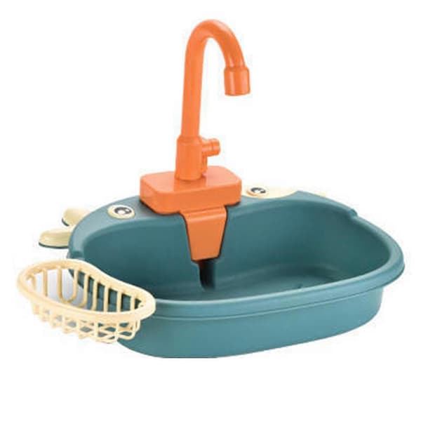 Kids Play Sink with Electric Circulation System - Kids Kitchen Toy with Fruit & Tableware