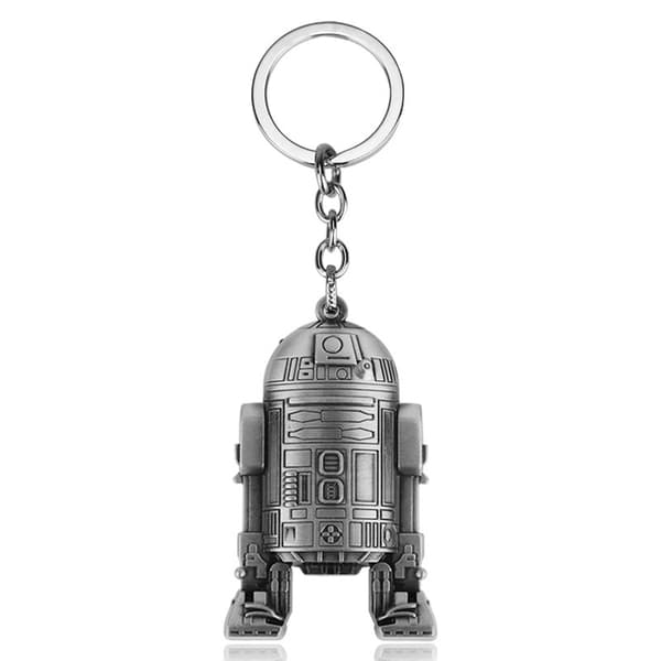 Star Wars R2-D2 Nøglering i Børstet Sølv med Robotgravering