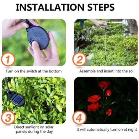 1 Blomster Solar Hagelampe med 5 Roseformede Hoder - LED-lys (Hvit)