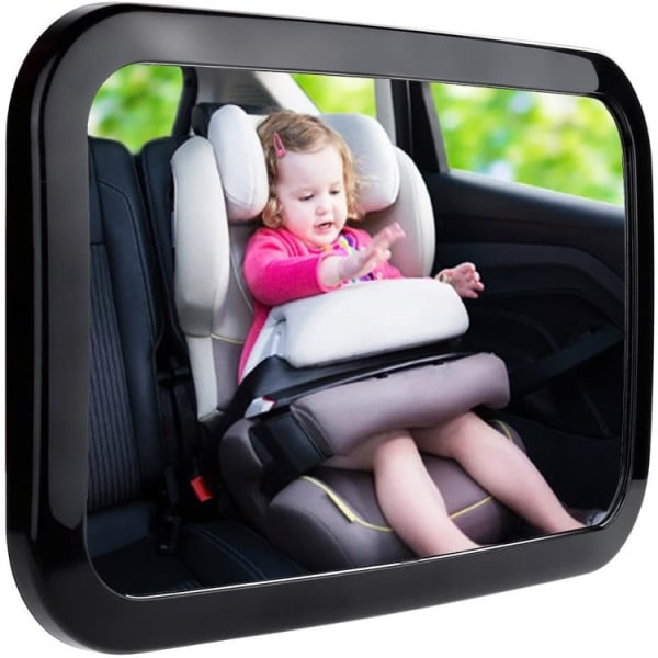 Baby bilspegel, okrossbar baby backspegel för baksätessäkerhet, bilspegel roterar 360° med justerbara elastiska remmar